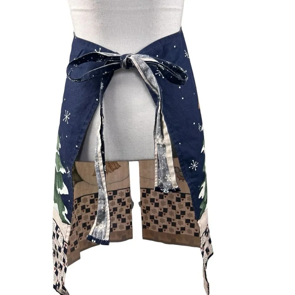 Winter Snowmen Birds Snow Apron Christmas Homemade Blue Cardinal Holiday